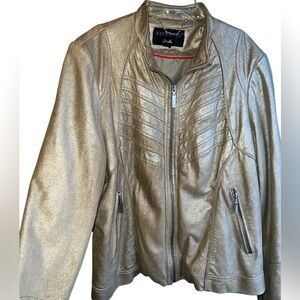 Bernardo Leather Jacket Gold Metallic Shimmer, Moto, Vintage, Retro Women’s M/L